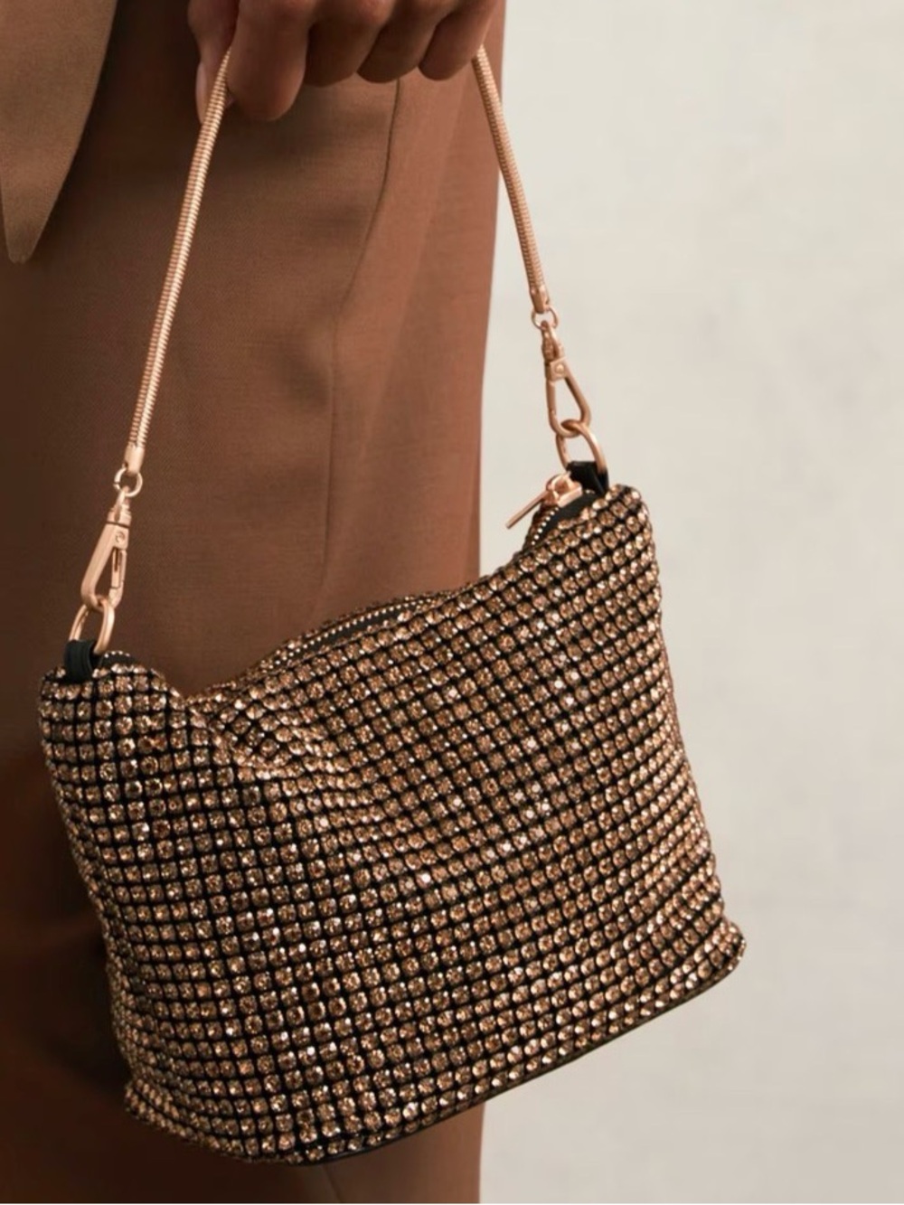 REISS Leah Crystal Bracelet Pouch Bag in Gold - Picture 3 of 12